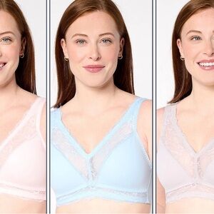 Breezies Soft Support Lace Wirefree Unlined Bra Set of 3